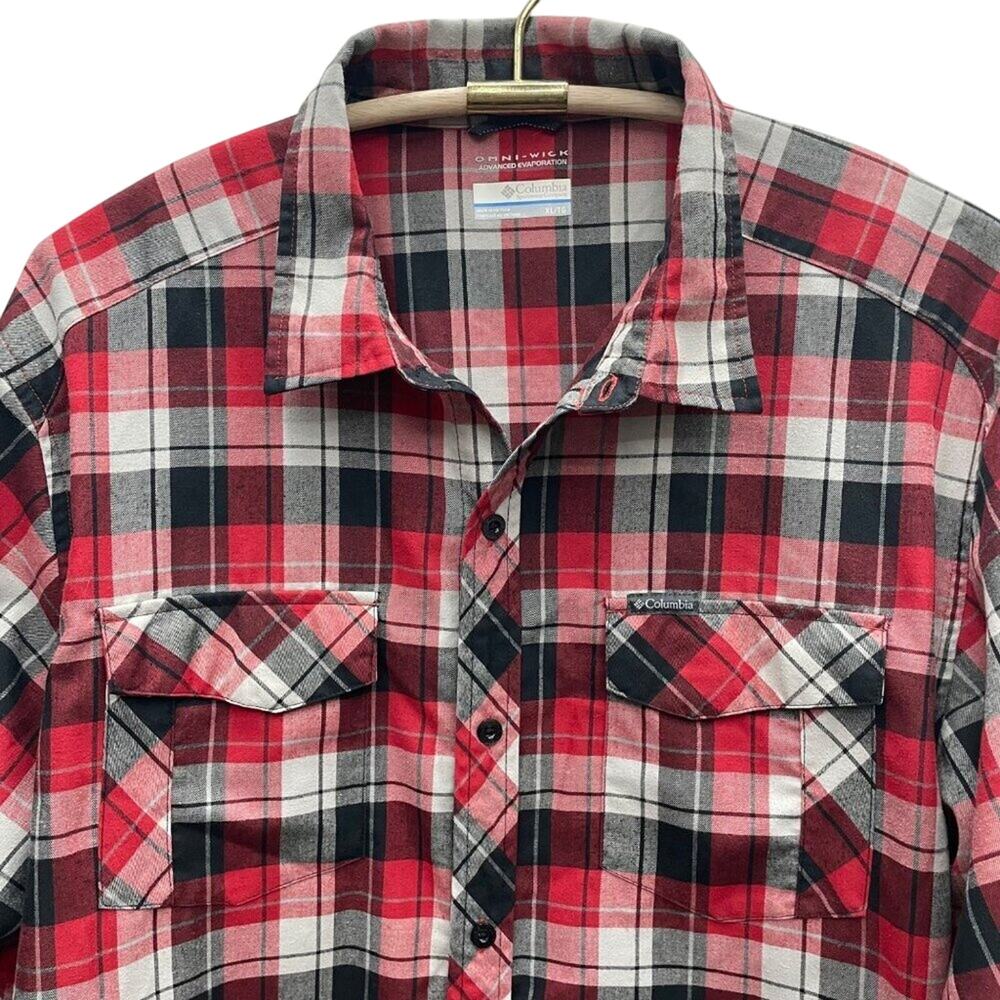 Columbia Omni-Wick Red Plaid Long Sleeve Shirt Men’s Size XL - Picture 2 of 12